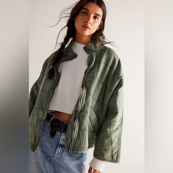 Free People Dolman Quilted Knit Jacket In Sea Spray Size XL - Picture 11 of 13